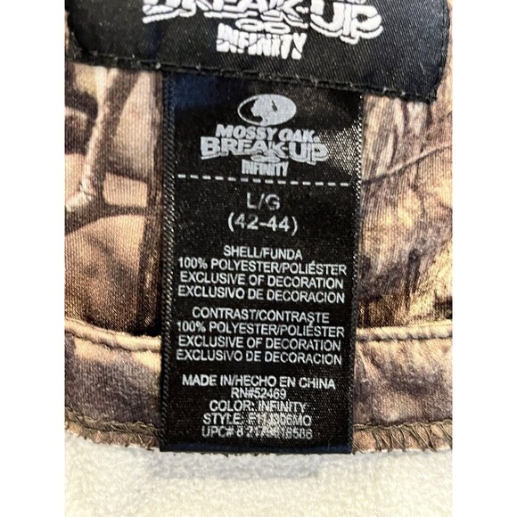 Mossy Oak Jacket Coat Break Up Infinity Camouflage Front Zip Sz L 42-44 - Picture 8 of 11